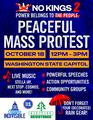 Flyer for Olympia Oct 18, 2025 No Kings 2 Protest
