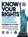 Flyer for Seattle Know Your Rights Community Training and Canvassing Sat Nov 1, 2025