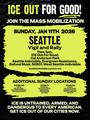 Flyer for mass ICE OUT protests in multiple Washington locations on Sun Jan 11, 2026